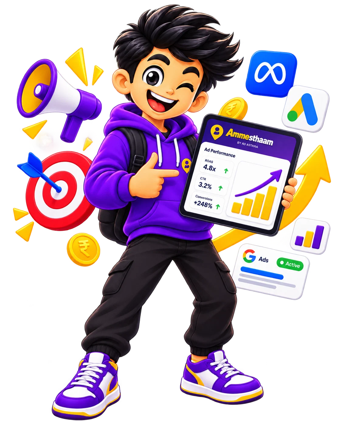 Ammu reviewing Meta and Google advertising performance