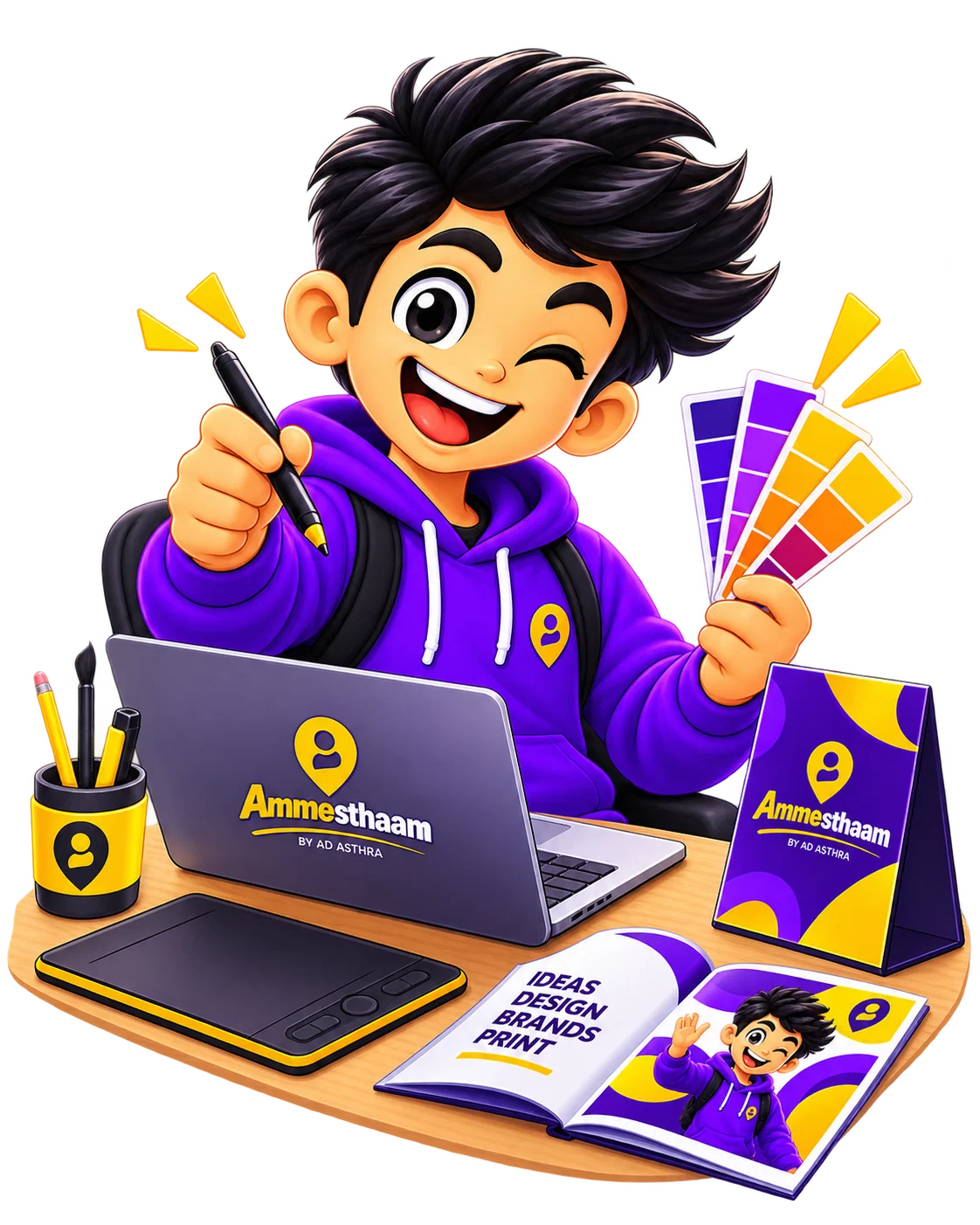 Ammu working on branding and print design