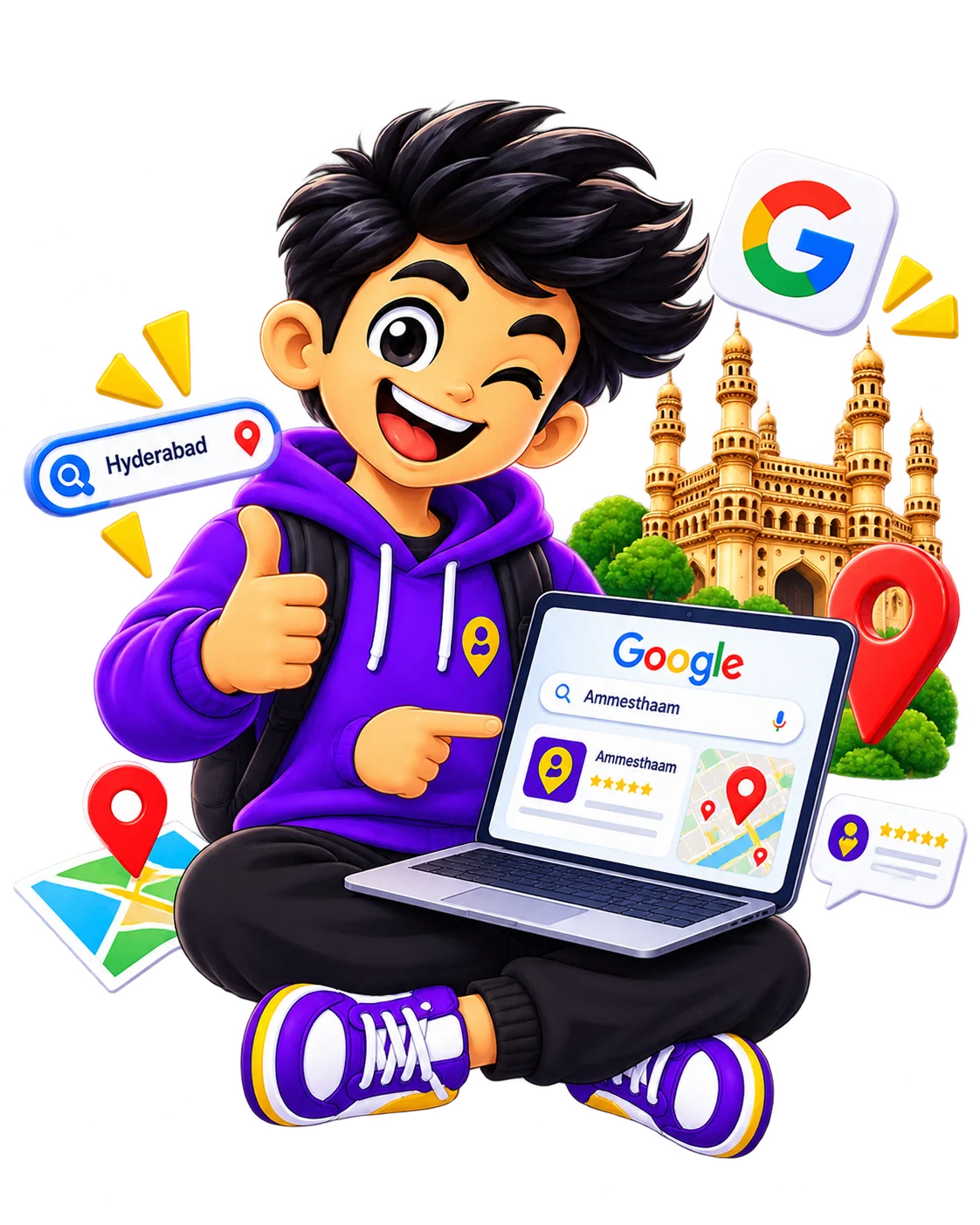 Ammu showing Google and website visibility for a local business