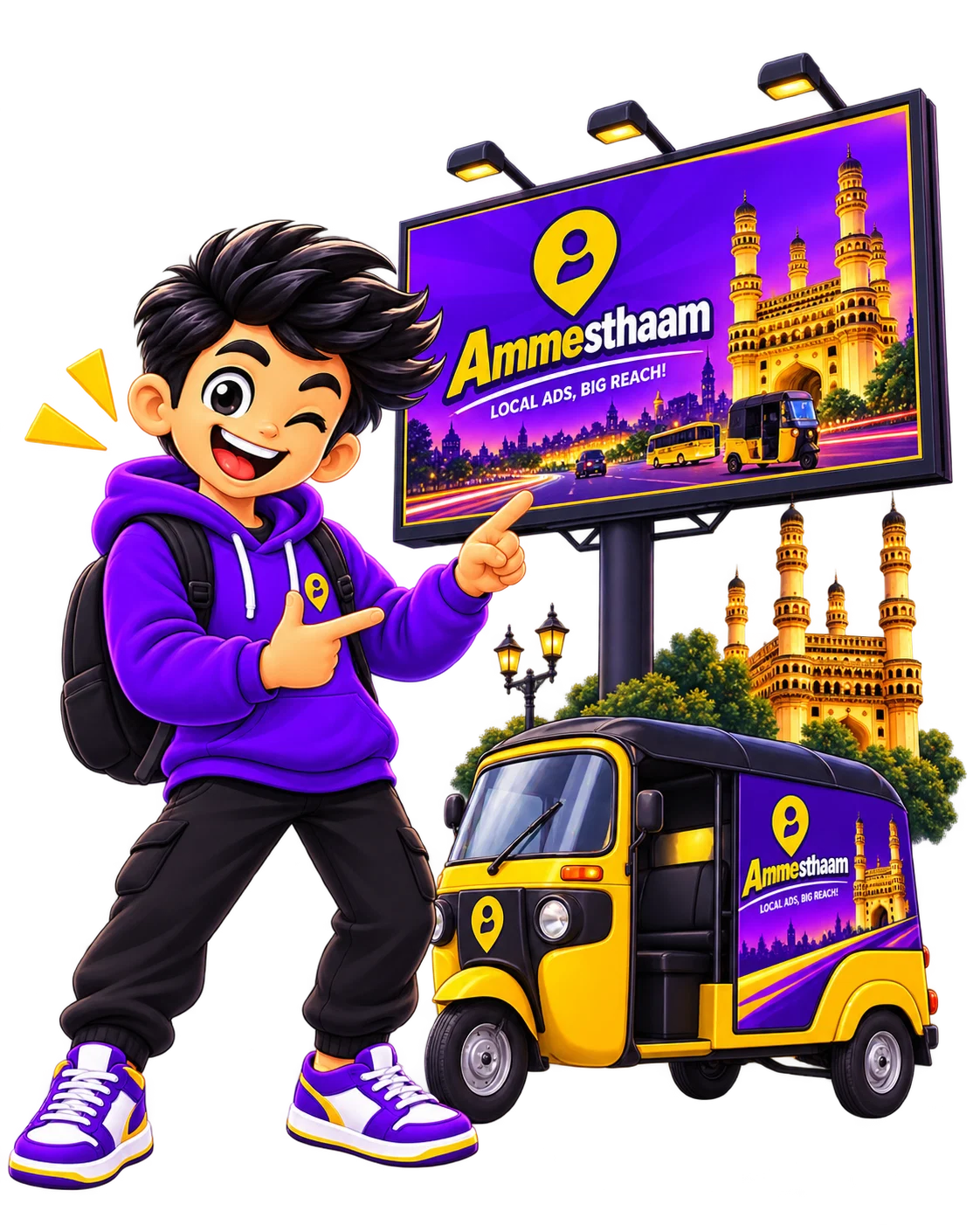 Ammu presenting hoarding and auto advertising