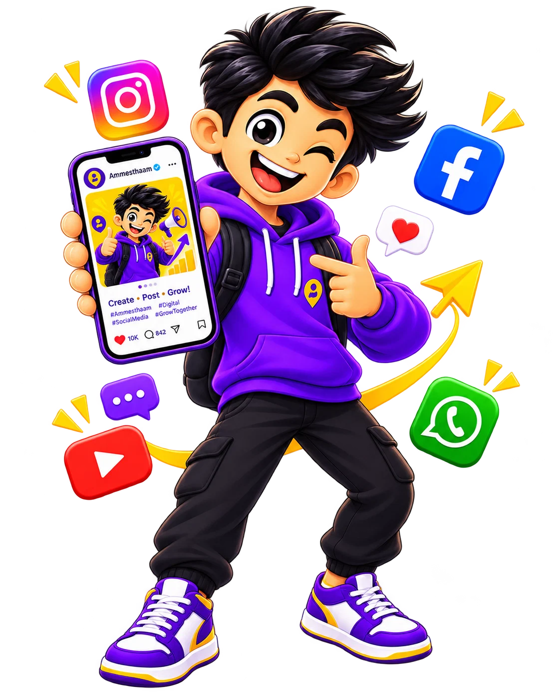 Ammu creating social media content for a local business